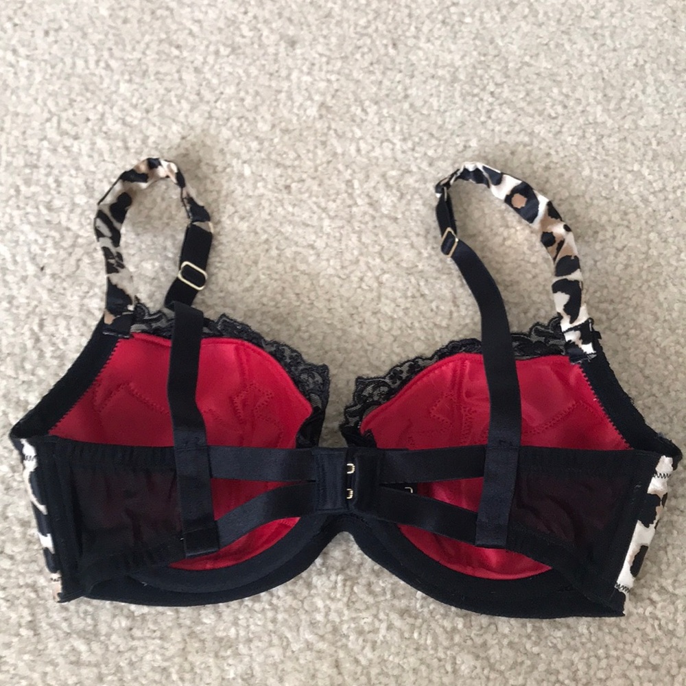 Dita Von Teese 2pc Set. Black Lace Silky (feel) Leopard Print Bra & Thong match. - Picture 5 of 13